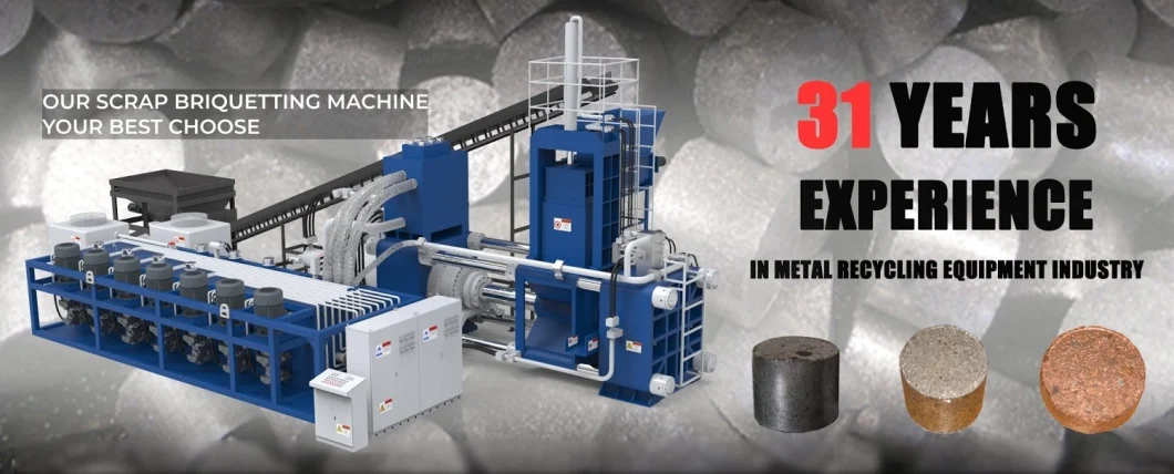 China Automatic Waste Metal Iron Scrap Aluminum Chip Stainless Steel Briquette Hydraulic Briquetting Press Machine Manufacturer