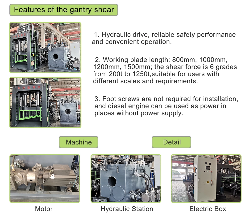 Heavy-Duty Waste Iron Scrap Metal Cutting Machine Q91y-500 Gantry Shear Basic Customization