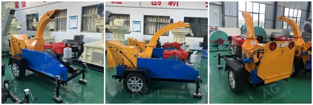 Waste Wood Branch Grinder Leaf Chipper Cutting Machine with Diesel Engine