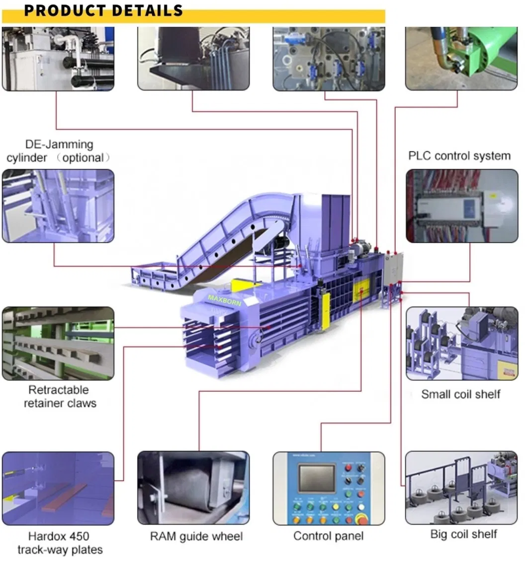 Maxborn Brand Factory Direct Price Packing Machine Occ Paper Carton Cardboard Recycling Machine Hydraulic Horizontal Press Equipment