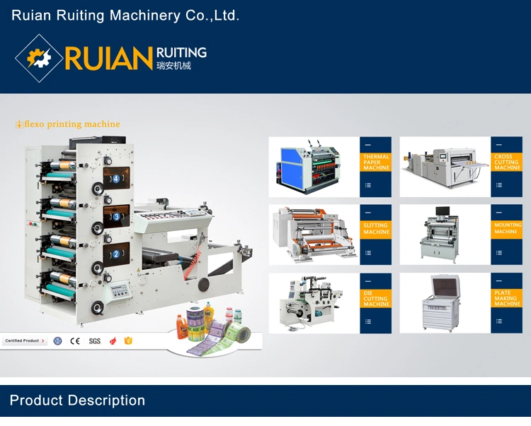 Rtry-520d Automatic Film Printer 4 Color LED UV Aluminum Foil Flexo Printing and Die Cutting Machine Manufacturer Price