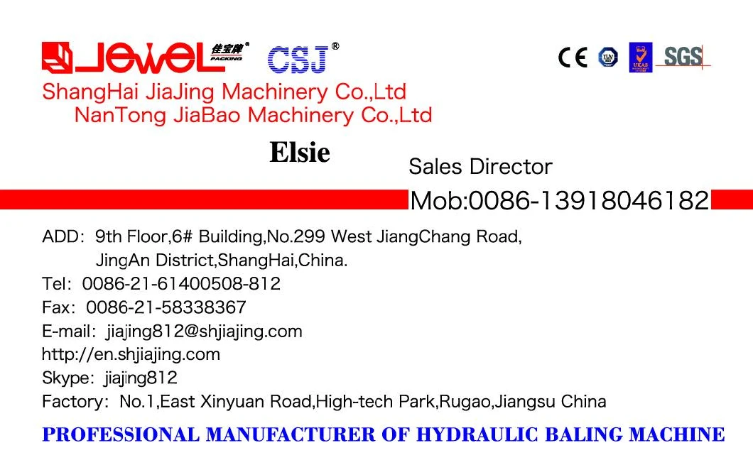 Jewel Brand Factory Supply CE Certified Semi Automatic Horizontal Hydraulic Press Machine 150 Ton for Waste Paper/Plastic Bottle/Plastic Film