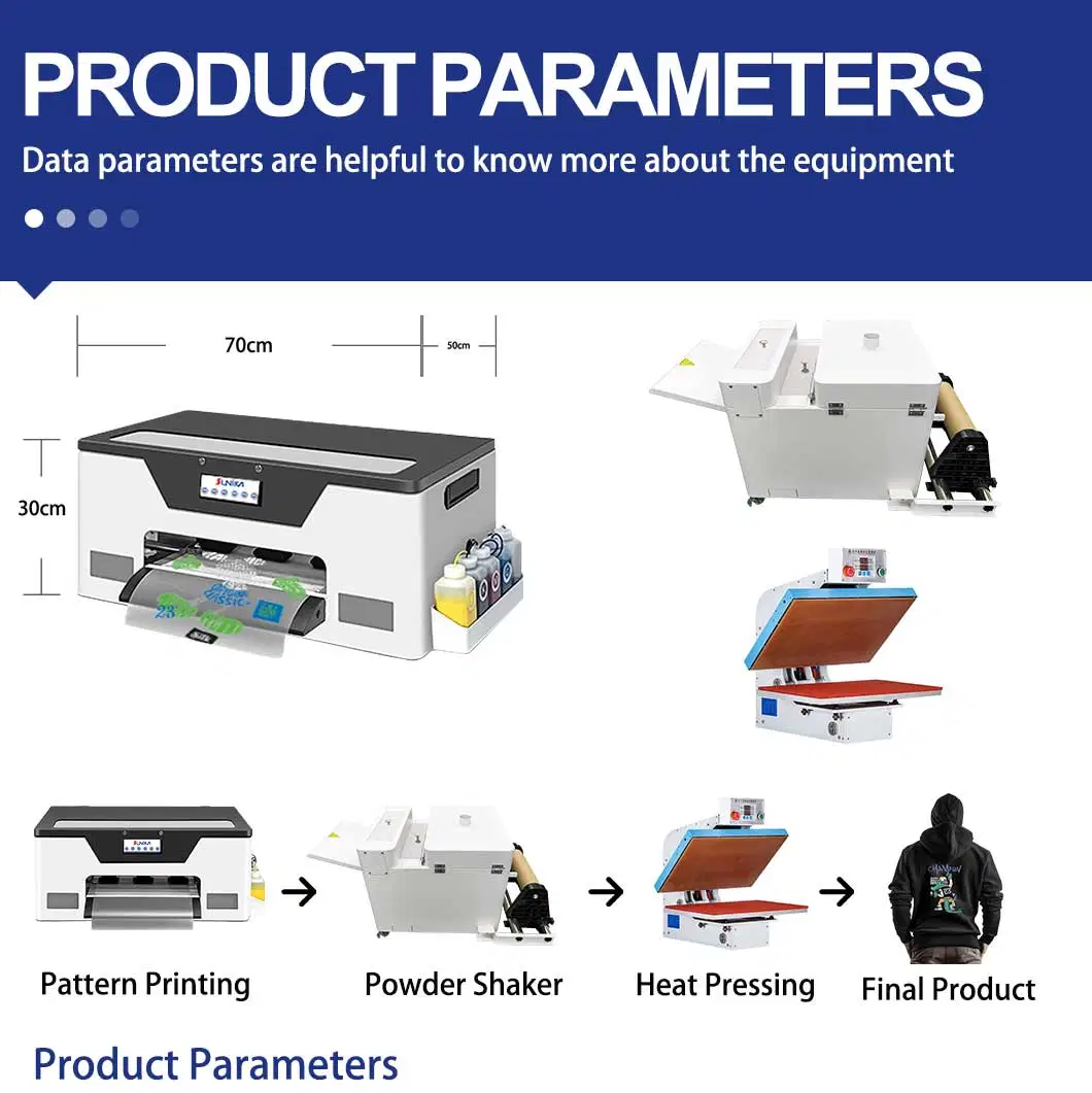 Sunika A3 Dtf Inkjet Printer Set Direct to Film T-Shirt Printing Machine with XP600 Printhead Heat Transfer Technology