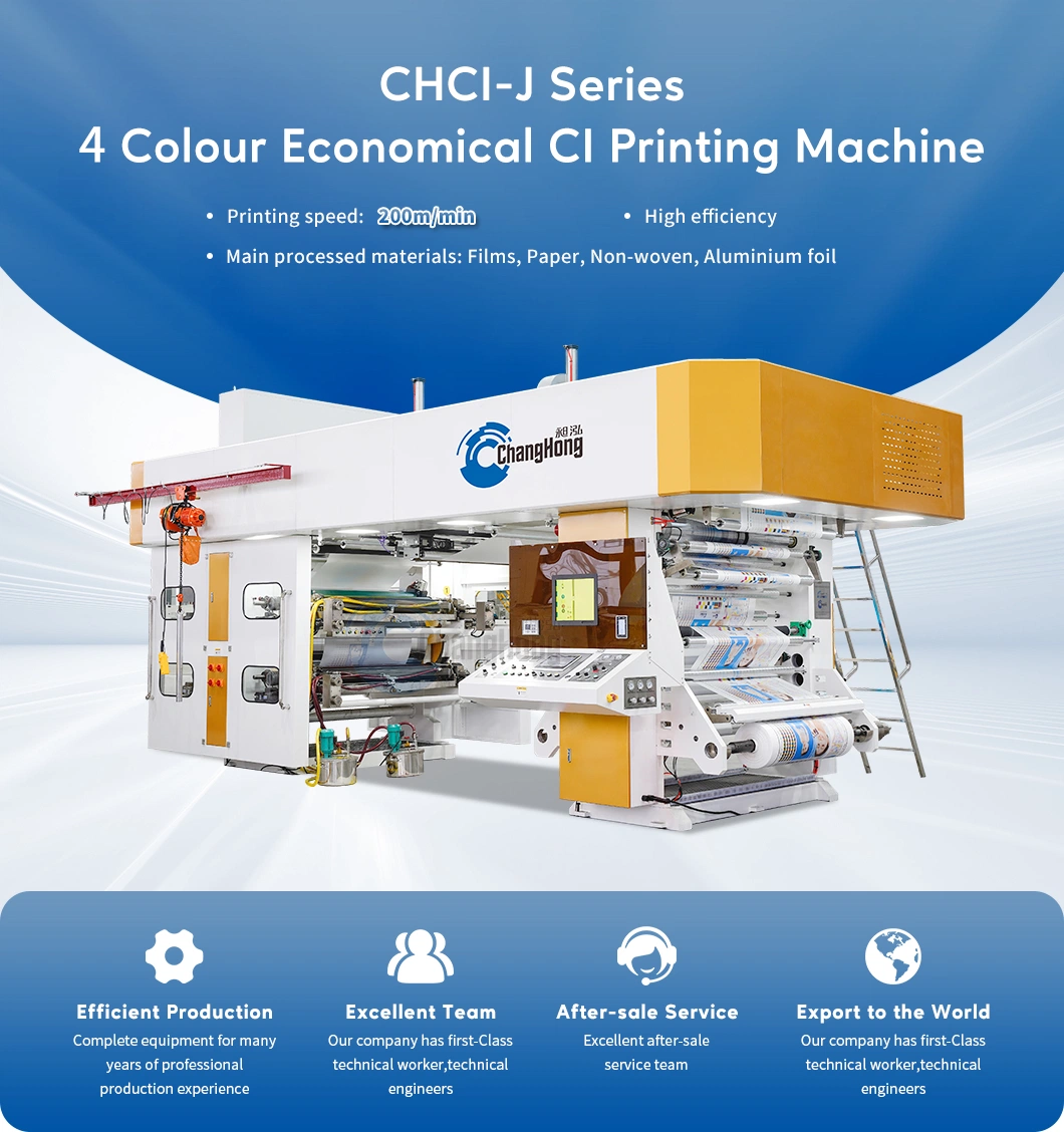 4 6 8 Color Central Drum PE Plastic Bag Flexo Printing Machine