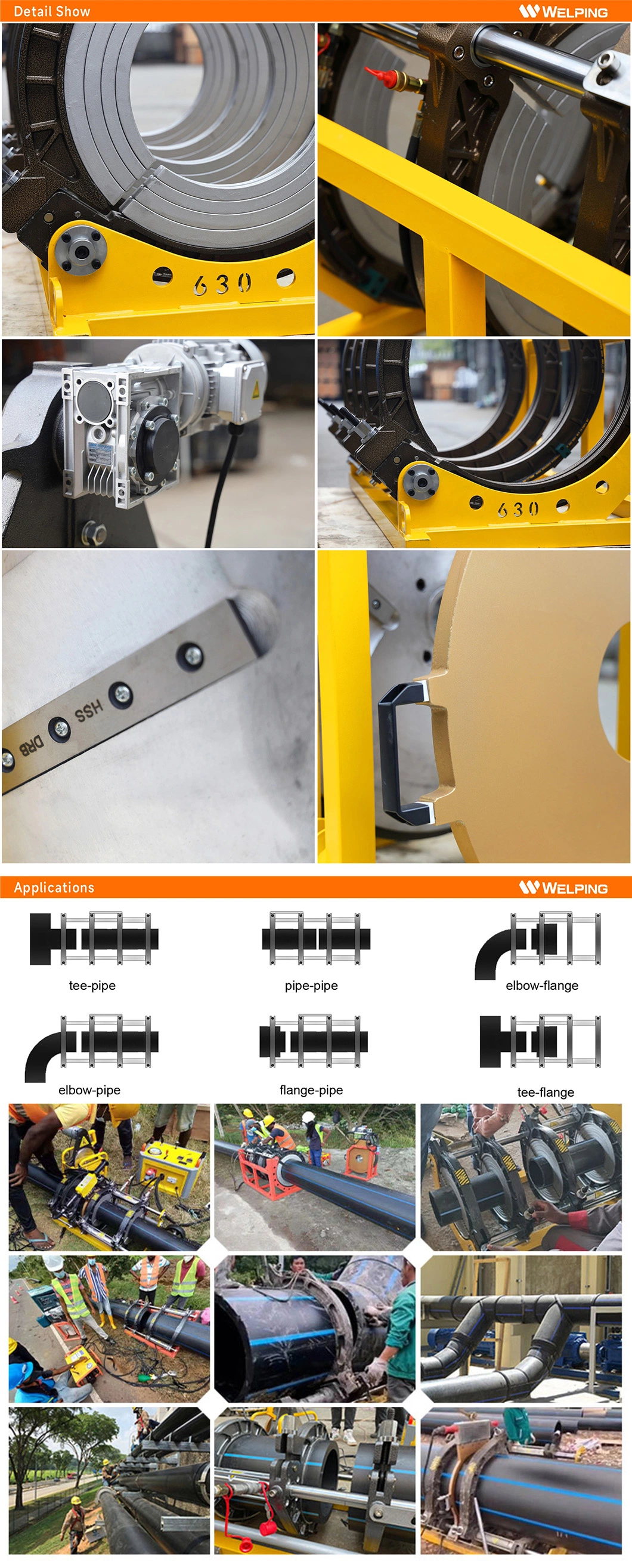 High Quality Welping Resistance Butt Welder Fusion Welding Joint HDPE Jointing Machine Wp630A