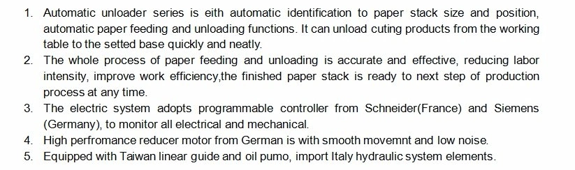 Automatic Paper Unloader Loading Machine for Paper Cutter and Printing