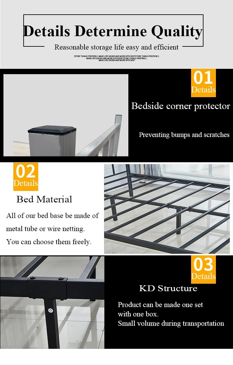 Cheap Price Modern Worker Dormitory Single Folding Bed New Design Easy Assembly Metal Platform Bed Frame