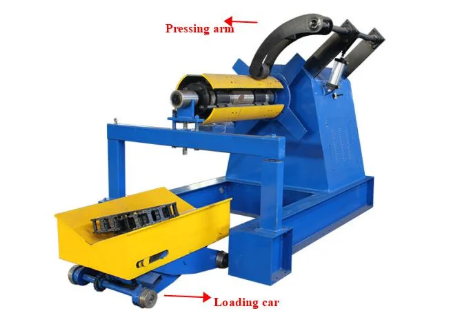 Heavy Duty Uncoiling Steel Strip Motorized Uncoiler with Press Arm for Roll Forming Machines China