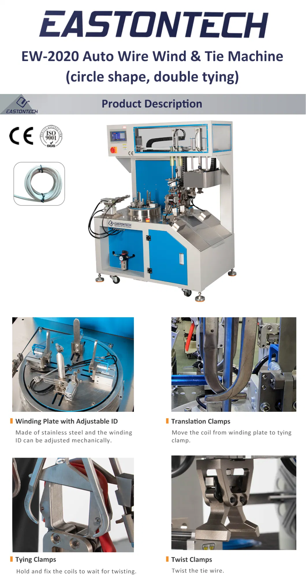 Eastontech Automatic Wire Winding Coiling Machine Automatic Wire Cable Tie Machine Wire Spooling Machine