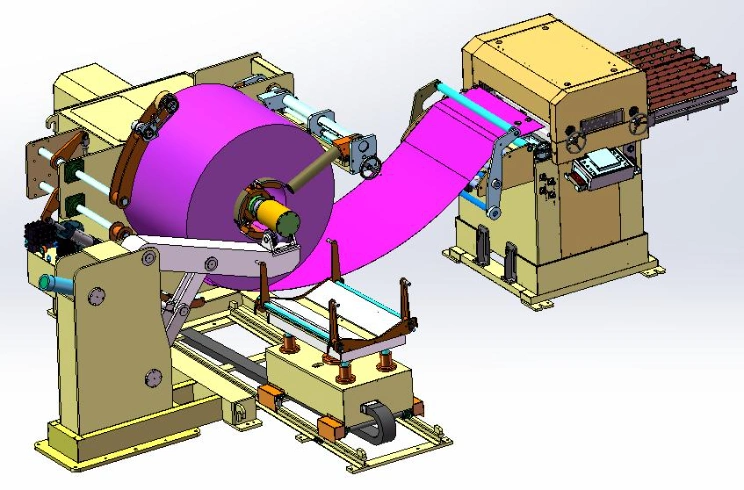 2in1 Metal Steel Coil Uncoiler Stand Straightener Machine for Automation Stamping