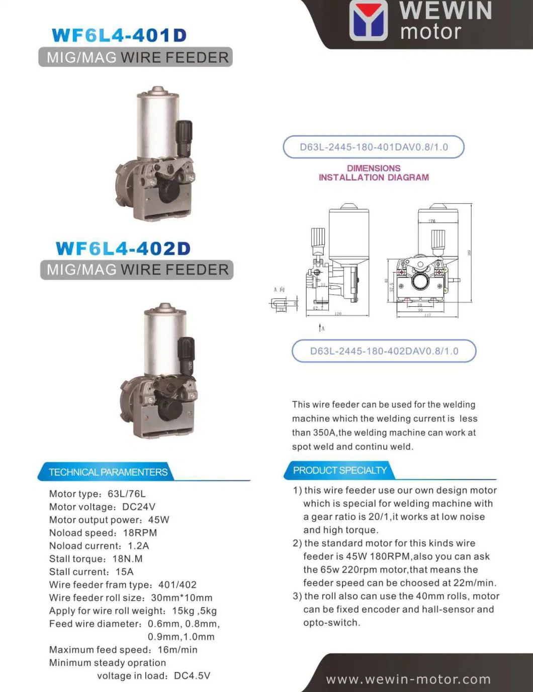 Euro 24 V 20W DC Welding Machine Automatic Wire Feeder for MIG