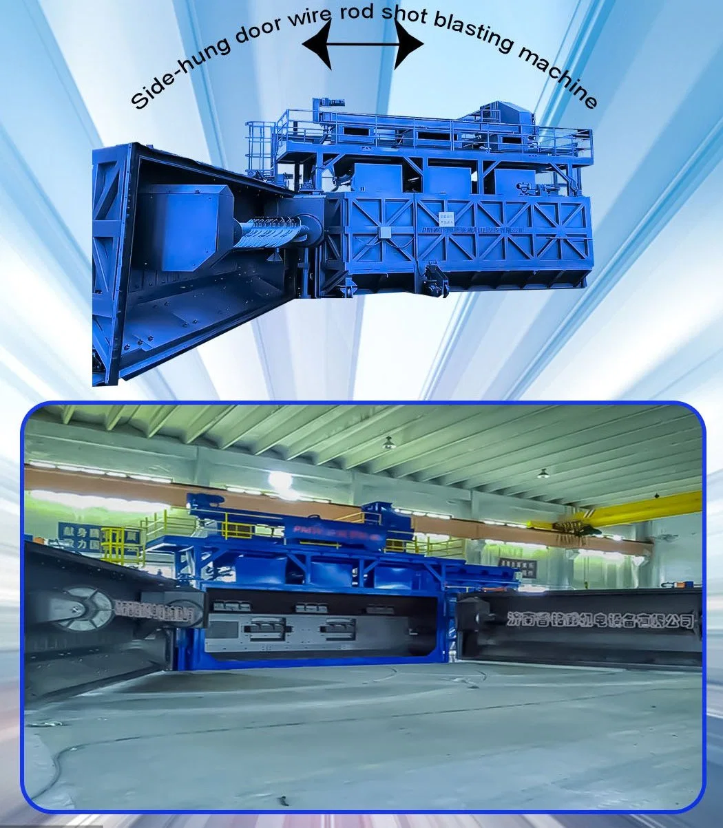 China Wire Rod Coil Shot Blasting Machine with Two Mandrel Loading Doors