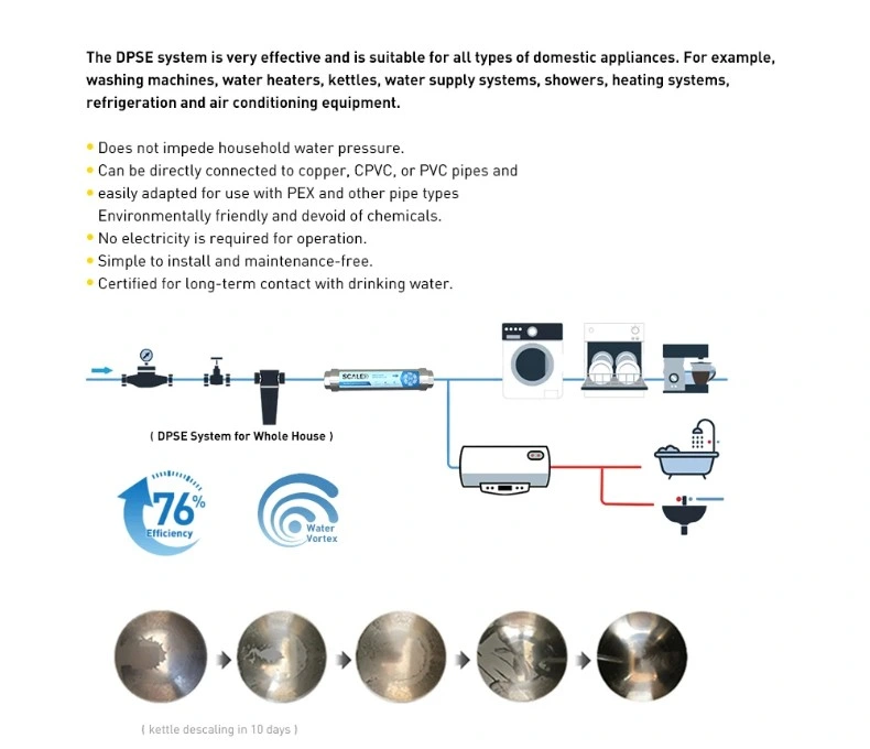 High Quality Salt Free Water Descaling Machine Dpse Stainless Steel Water Descaler Conditioner