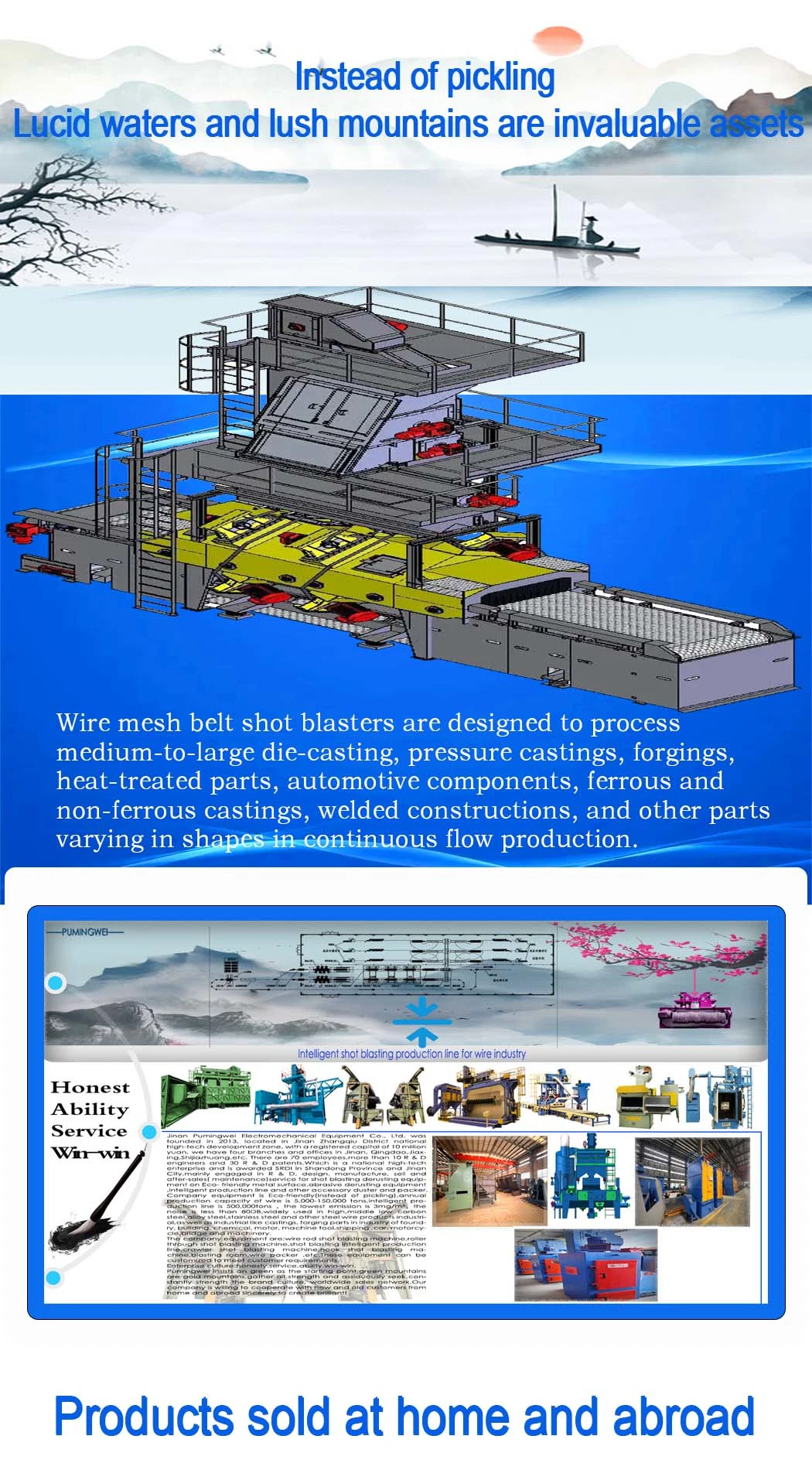 Wire Mesh Belt Shot Blasting Machine for Plastic Fabrications