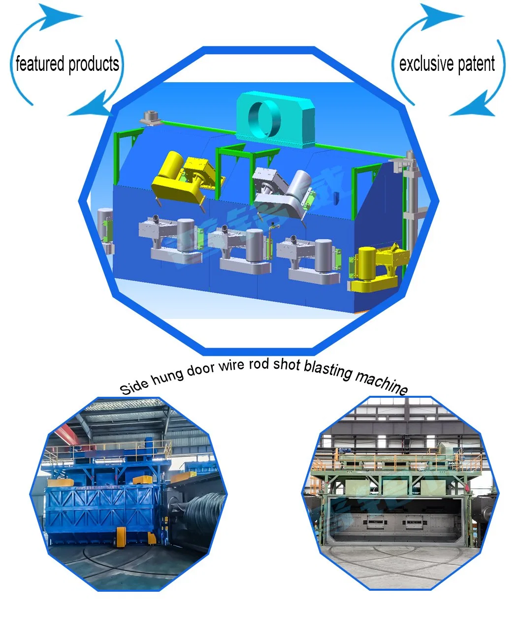 Wire Rod Coils Shot Blasting Machine with 5300 mm Mandrill