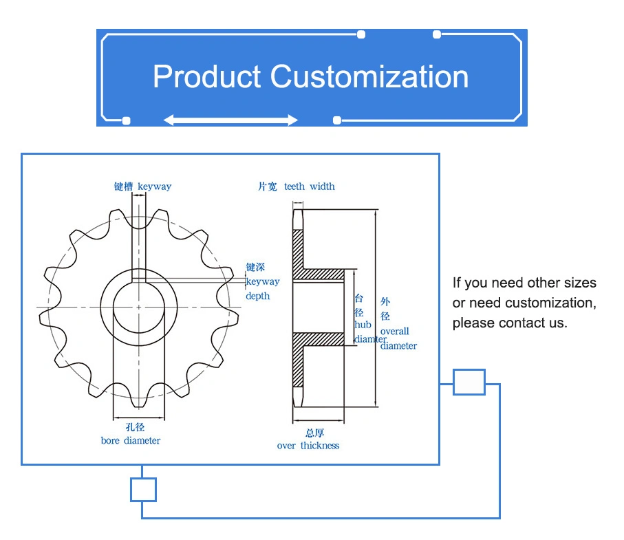 American Standard Tempering Roller Chain Drive Sprocket Chainwheels for Conveyor Systems