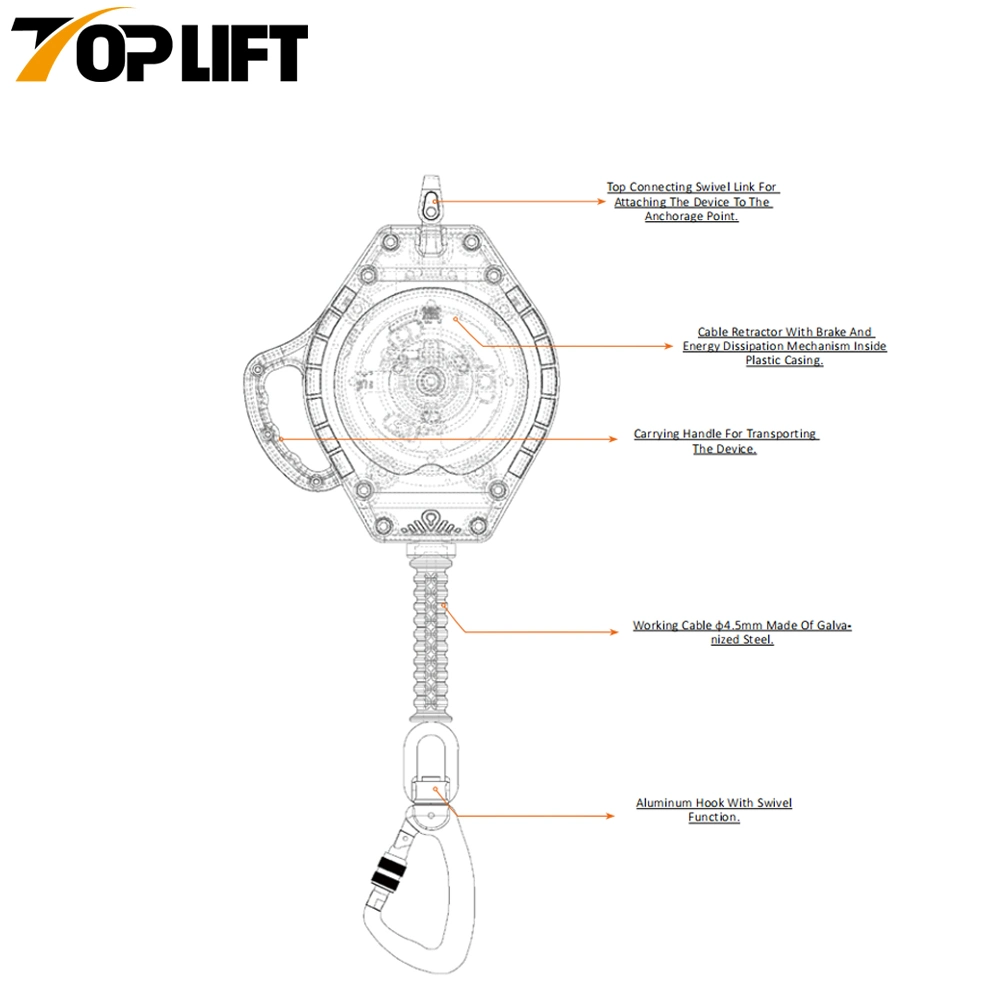 Steel Wire Rope Retractable Fall Arrester