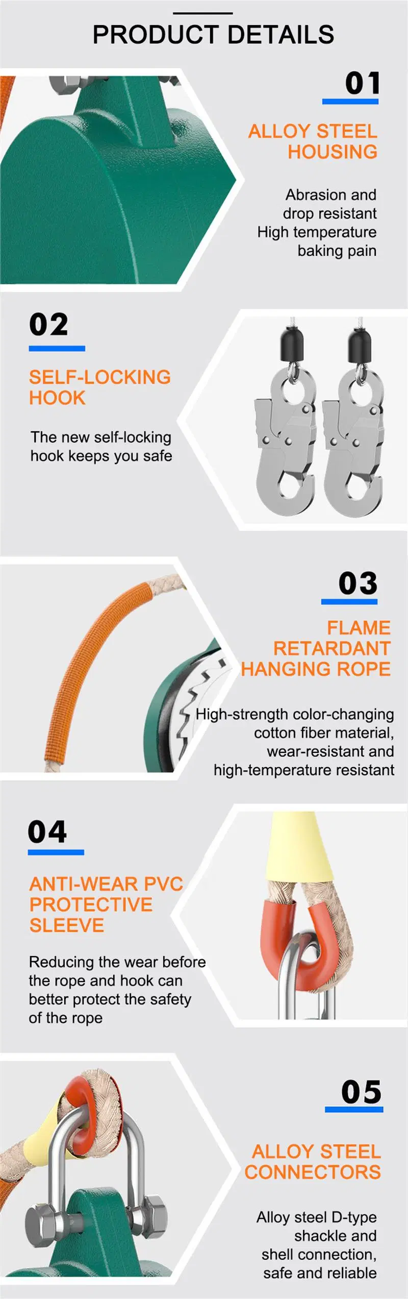 Portable Nylon Fall Arrester with High Strength Wire