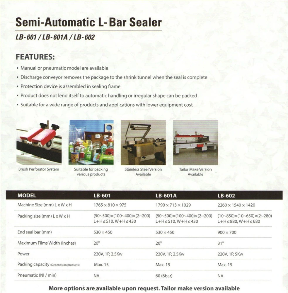 Customization Semi-Auto L Bar Sealer and Shrink Tunnel Shrink Pack Packing Packaging Wrap Wrapping Seal Sealing Machine