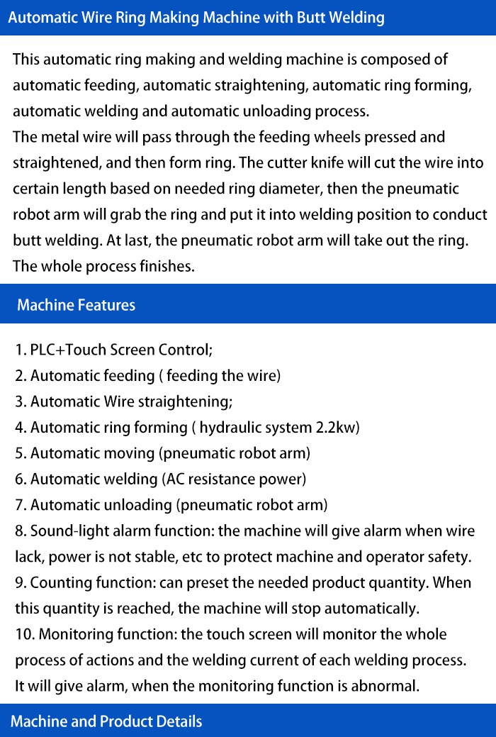Wire Diameter 2-8mm Automatic Ring Forming Machine Butt Welding Machine