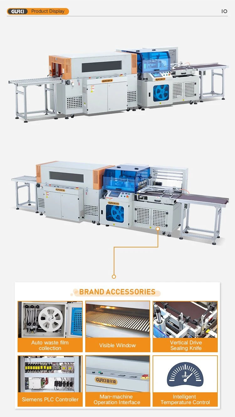 Automatic Sealing Heat Shrink Wrap Film Packing Machine with Auto High-Speed Vertical L-Bar Sealer and Shrinking