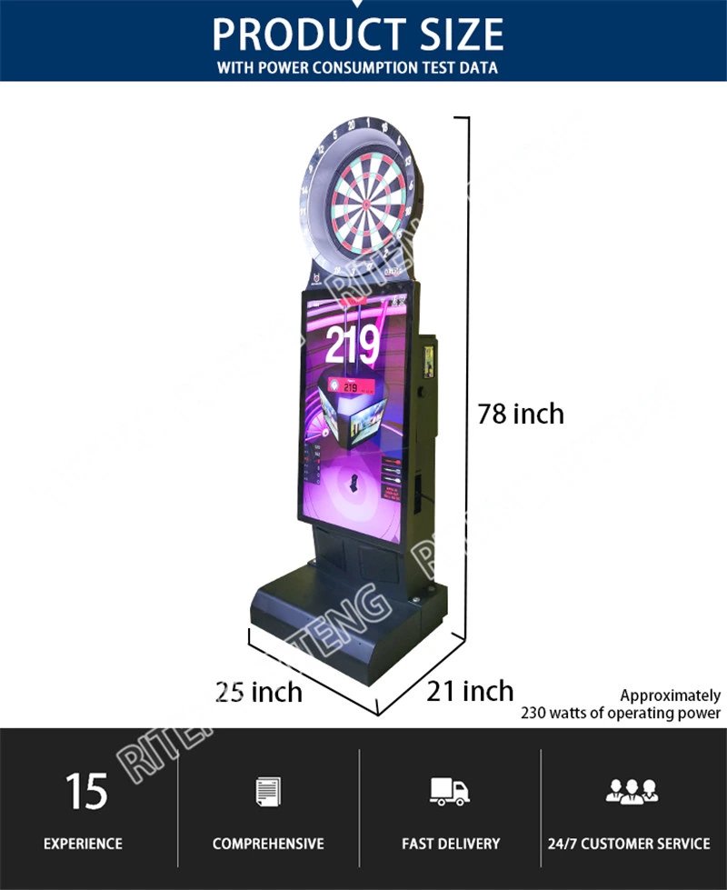 Electronic Online Coin Operated Arcade Dartboard Game Adult 1-4 Players LED Display Phoenix Dart Game Machine for Bar