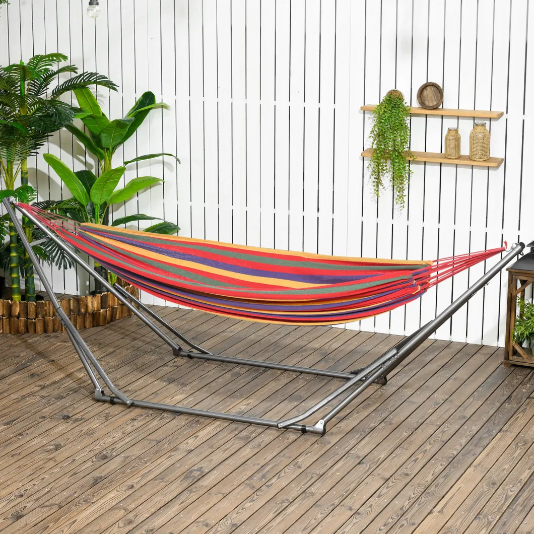 Outdoor 2-in-1 Folding Camping Swing Chair Hanging Sturdy Steel Hammock Stand Frame