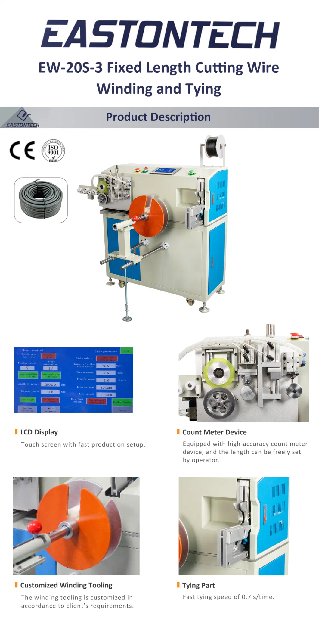 Automatic Copper Cable Wire Measuring Cutting Binding Tying Spool Coil Winding Machine Wire Wind Machine