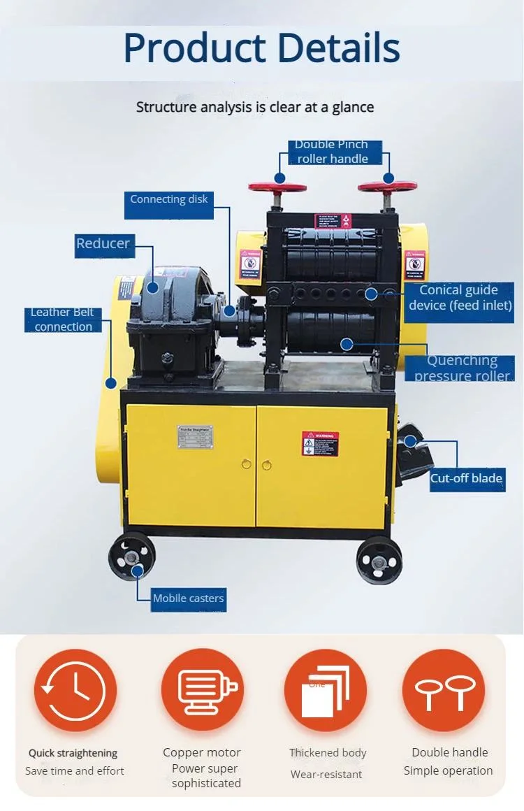 Scrap Steel Bar Wire Straightening Machine with Cutting