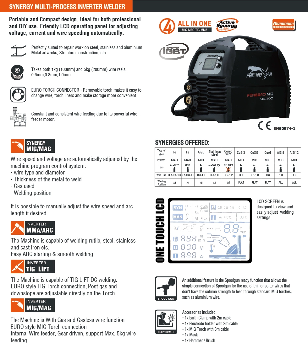 Decapower Synergy Flux Core Wire Welding IGBT Inverter MIG Welder