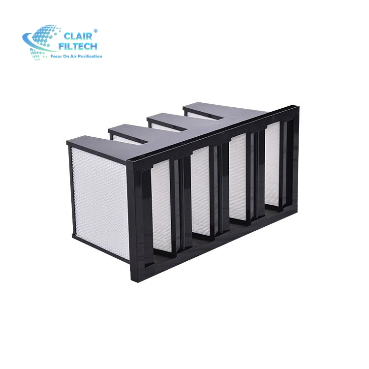 High Efficiency Compact V-Bank HEPA Filter Industrial High Efficient 99.9% Plastic Frame V-Bank Combined HEPA