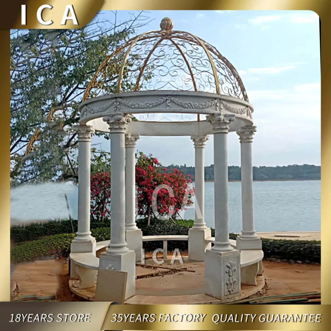 Hot Sale Red Marble Garden Pavilion Gazebo