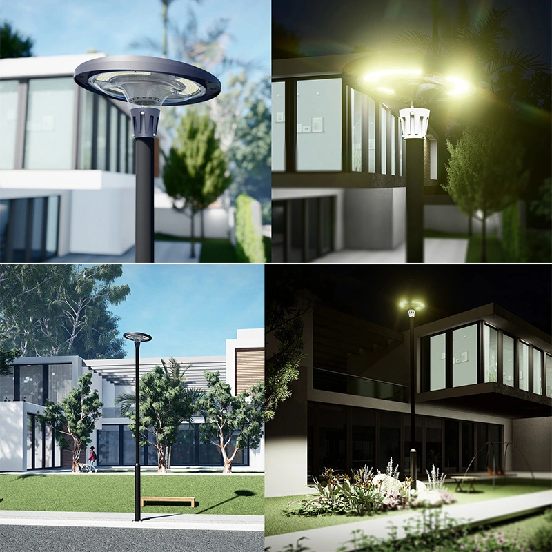 Color Changing 800W 1200W Round Fence Post LED Garden Solar Pole Lamp with Bluetooth Music