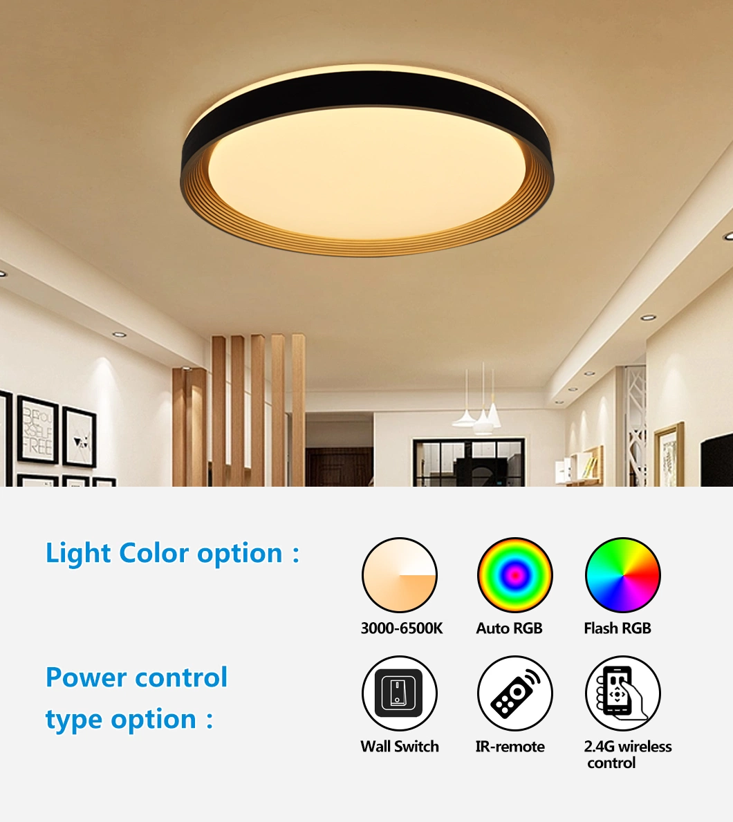 Decorative Modern Black and Gold LED Flush Mount Ceiling Lights