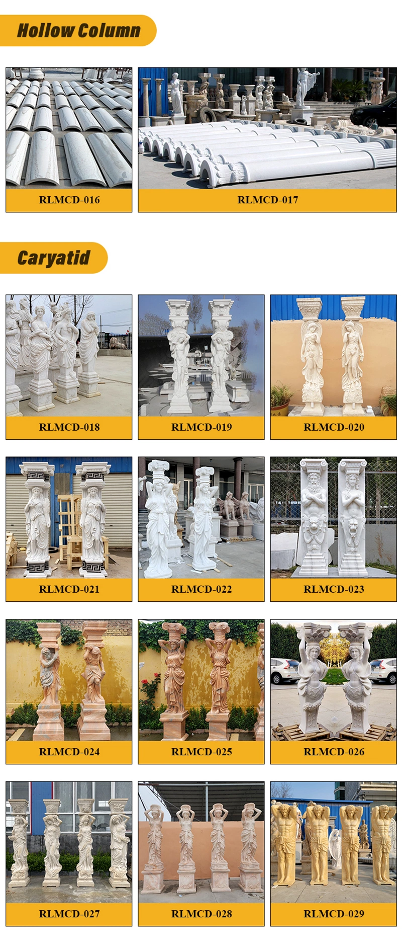 Classic Natural Stone Architecture Pillar Marble Solid Column for Villa