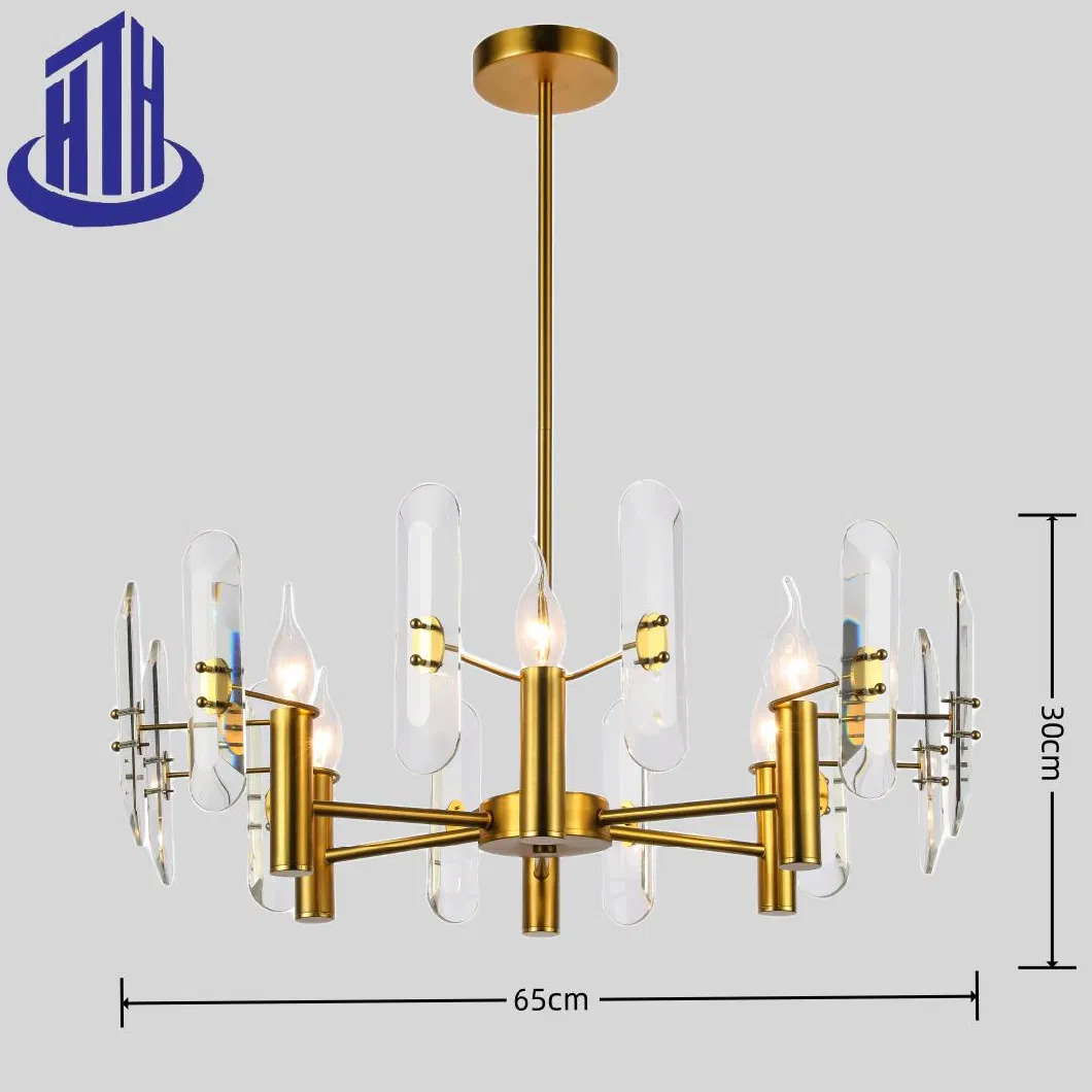 Pendant Light Modern Luxury Art Crystal Copper Residential Decorative Hanging Lamp Light (8897-6)