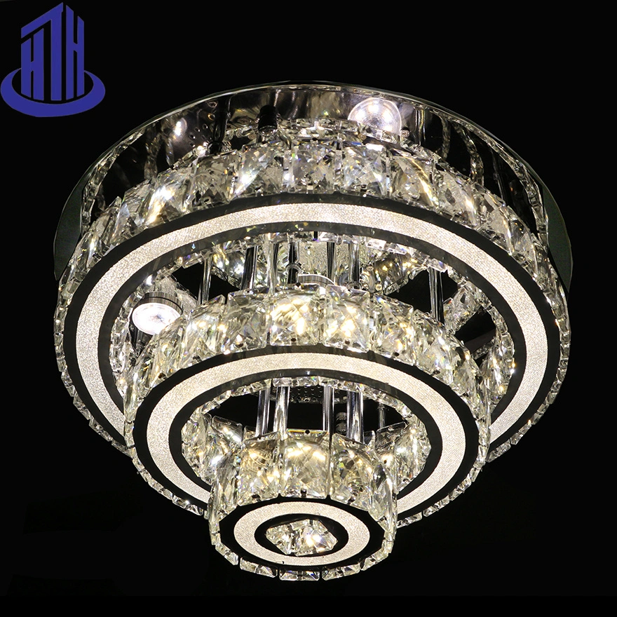Two Layer Flower Steel Crystal Decorative Cool LED Ceiling Light (9080)