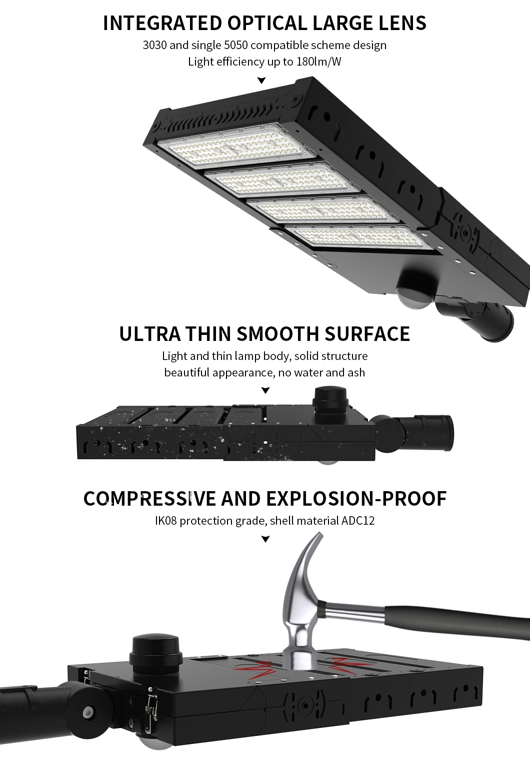 Good Thermal Conductivity LED Street Light 50W-400W IP66 Rural Urban Street Lighting