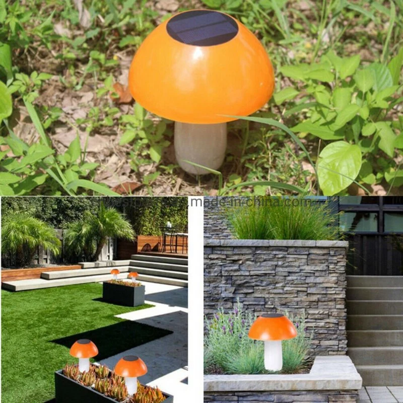 Solar Power LED Lawn Lamp Outdoor Garden Spot Lamp Pin Light Mushroom Shape