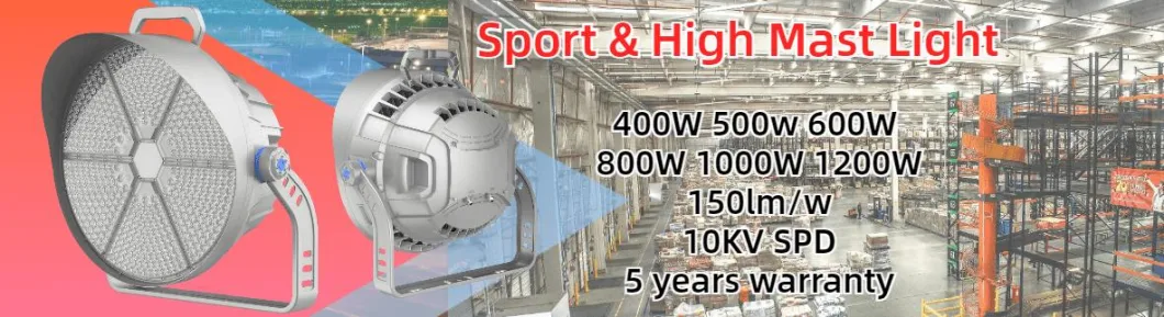 Factory Price High Power Flood Lights 1200W 1000W 800W 600W 400W IP66 Weather-Resistant Wharf Light LED High Mast for Tower Crane Golf Sport Field