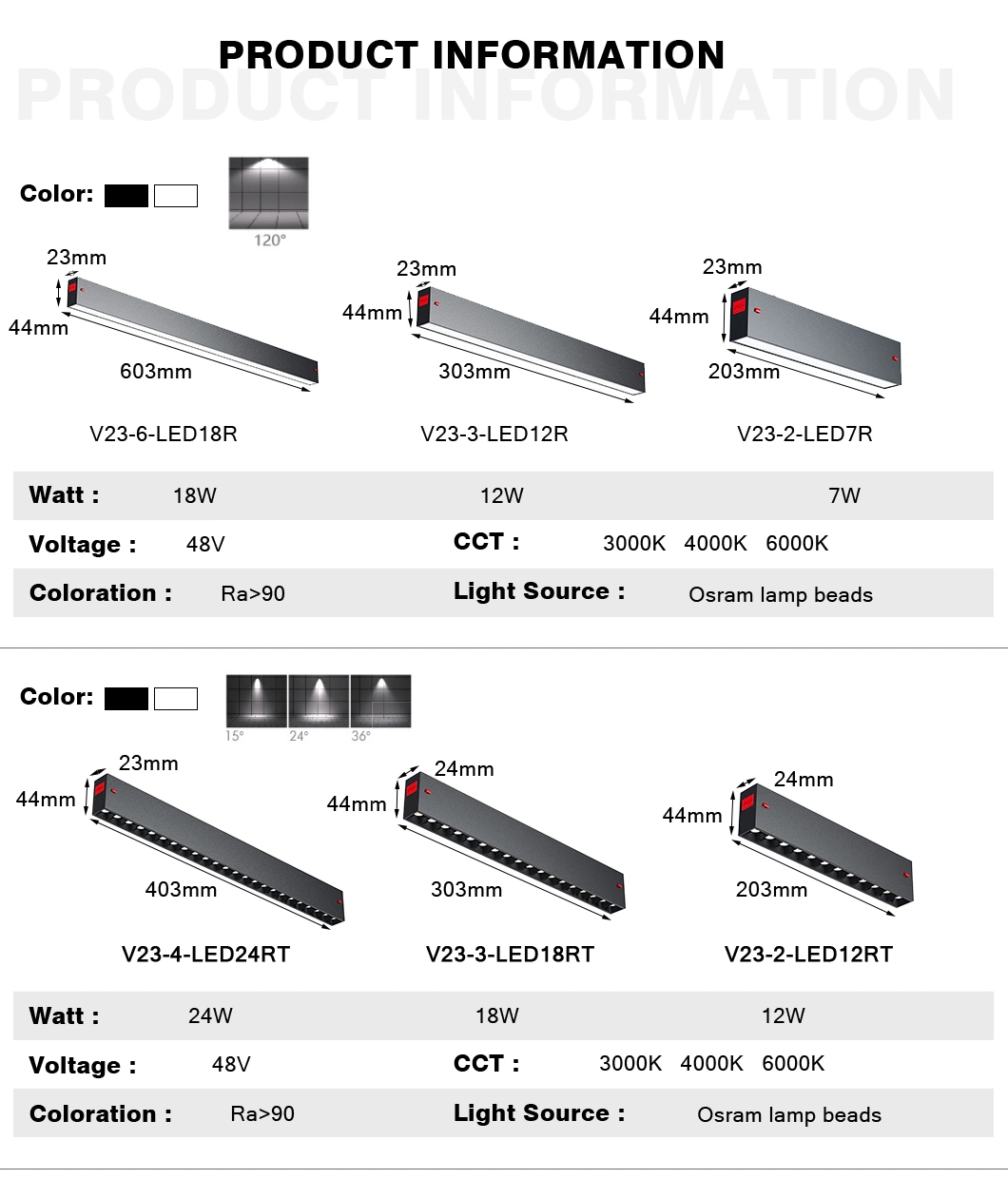 DC48V Smart Dimming Rail Spotlight Magnetic LED Track Light with Osram Chips