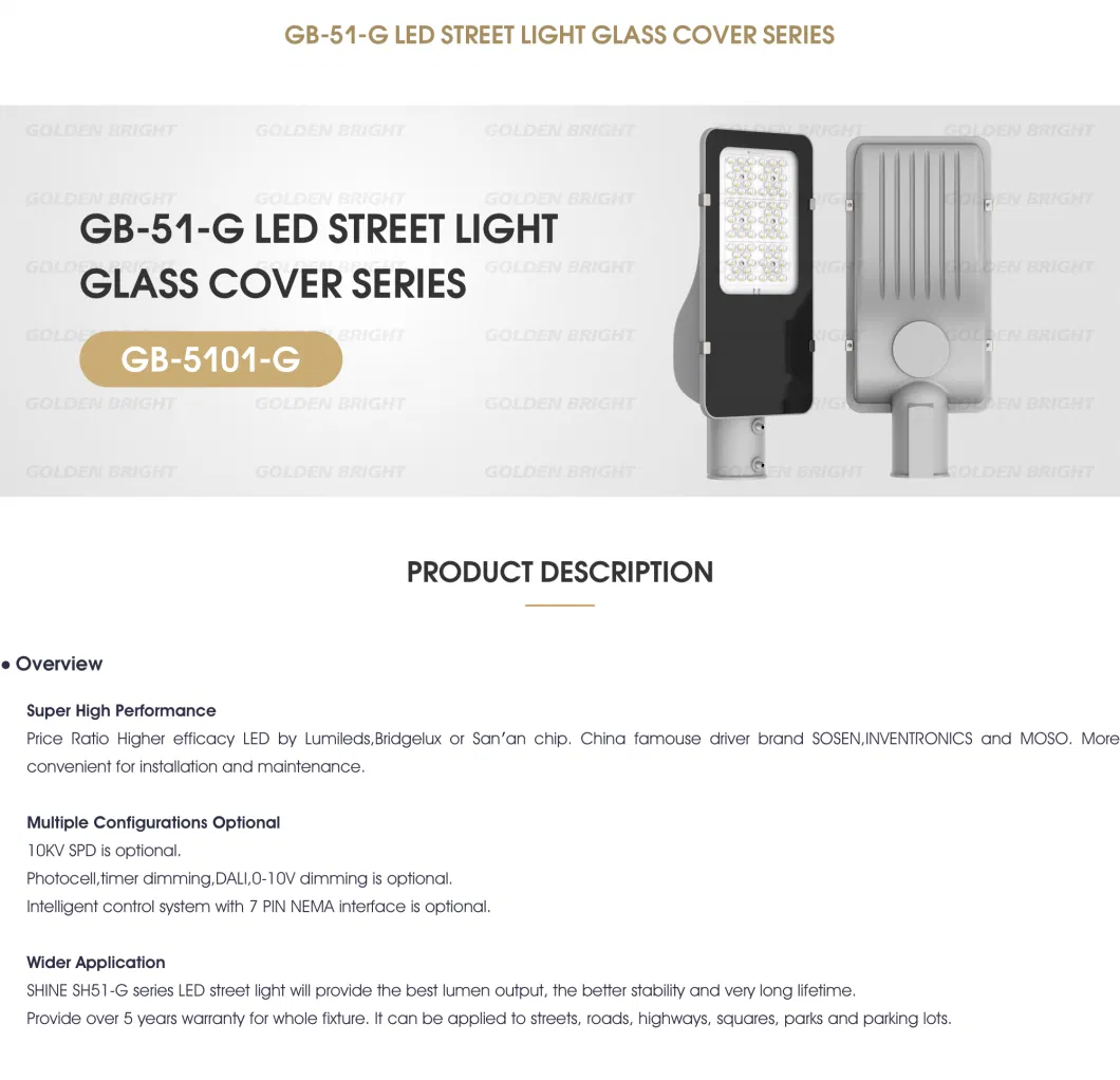 Garden Aluminum Goldenbright Neutral Packing E Outdoor Solar Street Light
