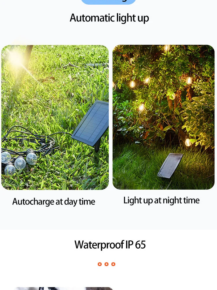 Christmas Decoration Waterproof 220V or Solar Outdoor E27 LED Festoon String Light