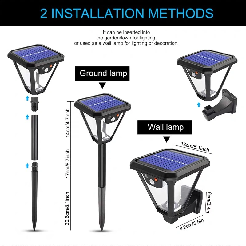 ABS Street Light Garden Spike Yard Lamp Waterproof LED Solar Wall Light Outdoor Decorative Garden Landscaping Solar 2 in 1 Wall Lights