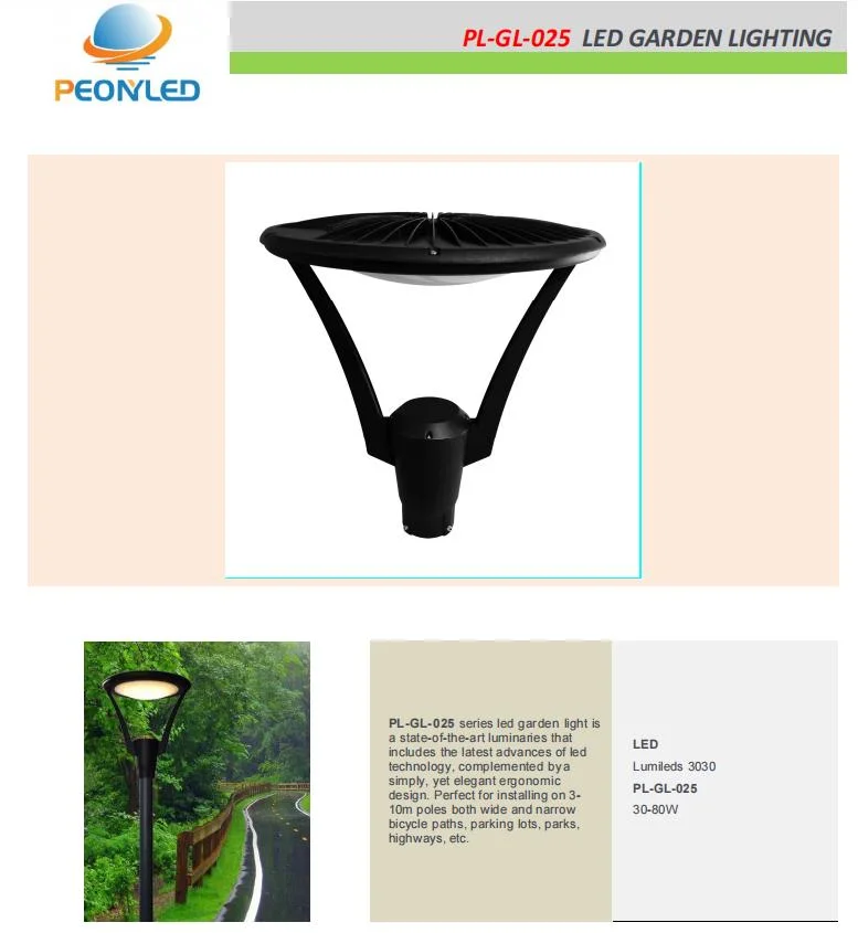 European Style Easy Installation Aluminium Top Post Round Park Light Outdoor LED Garden Light