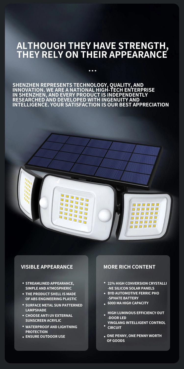 Solar Induction Wall Lamp with Three Sides Emitting Intelligent Outdoor Courtyard Solar Light