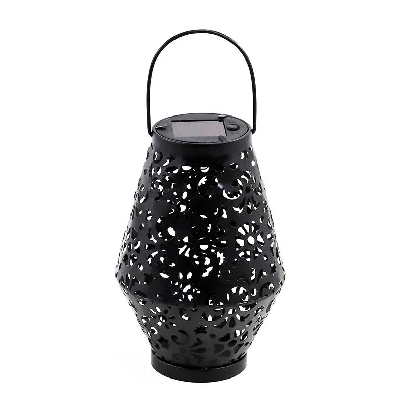 Goldmore11 Solar Lantern Shape Garden Light LED Light Black Iron Plastic Body with Handle 200mAh Battery Powered