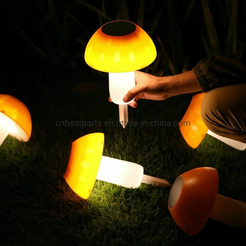 Solar Power LED Lawn Lamp Outdoor Garden Spot Lamp Pin Light Mushroom Shape