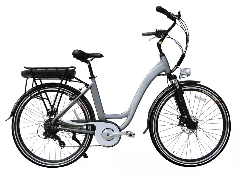 26inch Classic Urban Style Electric City Bike with Front Suspension Rear Battery