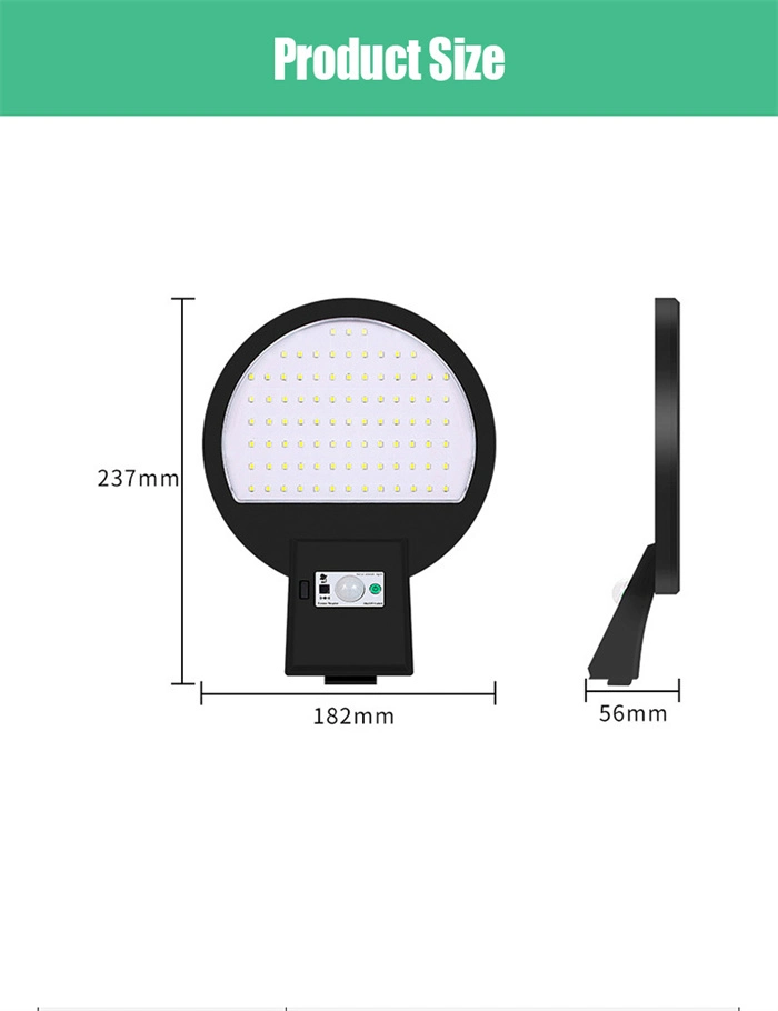 Waterproof Round Solar Street Lights Outdoor Motion Sensor COB Light with Remote Control Solar Light Garden Wall Street Light